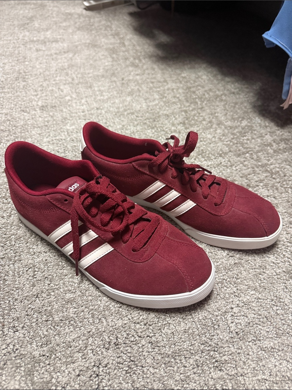 adidas Maroon Suede Sneakers with White Three Stripes - Picture 2 of 3